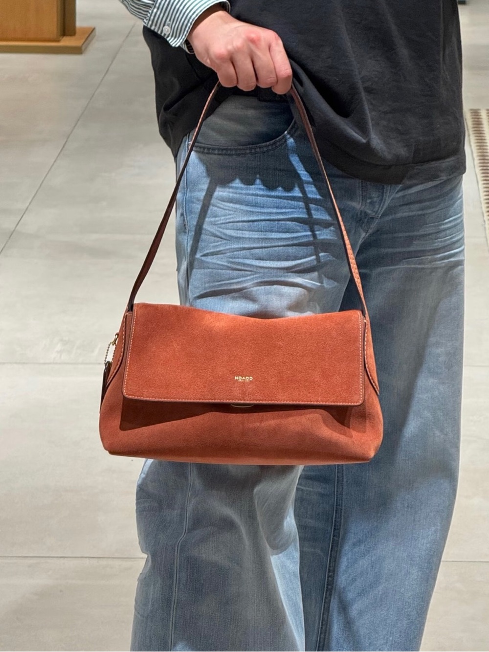 Coach Suede Shoulder Bag in Rust
